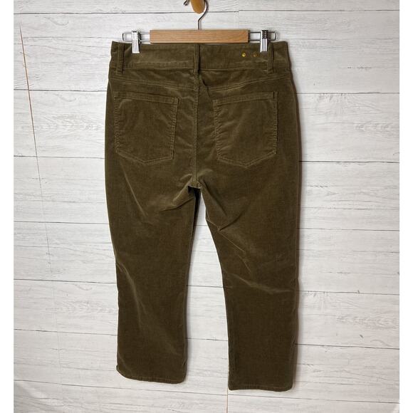 Cabi Pants Womens Size 12 Brownish Green Hi Low Crop Corduroy Cotton Blend - Picture 13 of 16